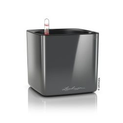 Lechuza CUBE Premium Charcoal Highgloss műanyag növénytartó 16 cm