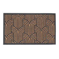 Art deco mintás gumi és kókuszrost lábtörlő, 75 × 45 cm