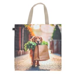Textil golden retriever kutyás bevásárló táska, 40 × 40 cm