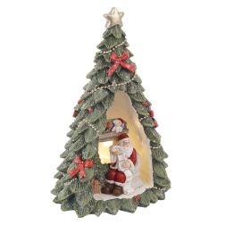 Marien LED-es fenyődísz Mikulással, 11,5 × 17,5 cm