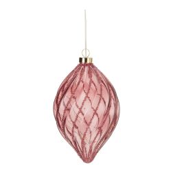 Bordó csepp alakú üvegdísz, 30 melegfehér LED, 13,5 × 21 cm