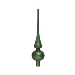 Üveg matt csúcsdísz sötétzöld színben, 6x26 cm
