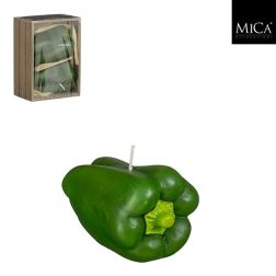Paprika alakú gyertya zöld színben 2 darabos, 13,5x9,5x6,5 cm