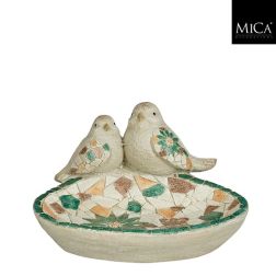 Virágos mintájú kerámia madáritató 31x27x18 cm
