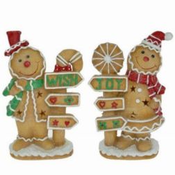 Mézeskalács figura táblával, led világítással 27x13,3x40,6 cm, két változatban