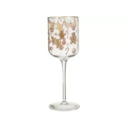 Mézeskalácsmintás borospohár arany peremmel, 450 ml – üveg, 7,5 × 22 cm
