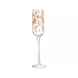 Mézeskalácsmintás pezsgőspohár arany peremmel, 200 ml – üveg, 7 × 25,5 cm