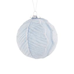 Leafmark világoskék üveggömbdísz, Ø 10 cm