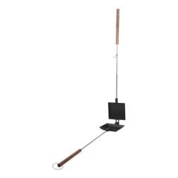 Öntöttvas melegszendvics sütő, fa nyéllel, 77,5 cm