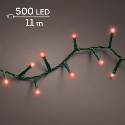 Lumineo LED kompakt f&eacute;nyf&uuml;z&eacute;r, piros f&eacute;nnyel, 500 LED, 11 m, z&ouml;ld k&aacute;bellel