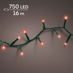 Lumineo LED kompakt f&eacute;nyf&uuml;z&eacute;r, piros f&eacute;nnyel, 750 LED, 16 m, z&ouml;ld k&aacute;bellel