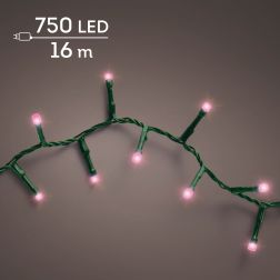 Lumineo LED kompakt f&eacute;nyf&uuml;z&eacute;r, r&oacute;zsasz&iacute;n f&eacute;nnyel, 750 LED, 16 m, z&ouml;ld k&aacute;bellel