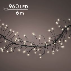 Lumineo Mikro LED cluster fényfüzér, melegfehér fénnyel, 960 LED, 6 m, fekete kábellel