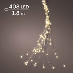 Lumineo Függőleges mikro LED fényfüzér, melegfehér fénnyel, 408 LED, 1,8 m, ezüst kábellel