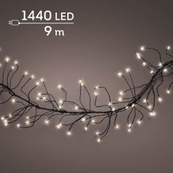 Lumineo Mikro LED cluster fényfüzér, melegfehér fénnyel, 1440 LED, 9 m, fekete kábellel