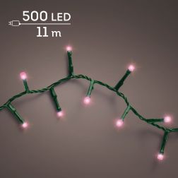 Lumineo LED kompakt f&eacute;nyf&uuml;z&eacute;r, r&oacute;zsasz&iacute;n f&eacute;nnyel, 500 LED, 11 m, z&ouml;ld k&aacute;bellel