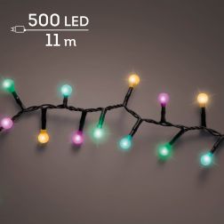 Lumineo Cherry LED fényfüzér, pasztellszínű fénnyel, 500 LED, 11 m, fekete kábellel