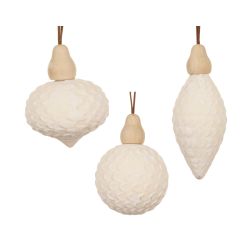 Üveg gömbdísz törtfehér színben, 8 cm, több változatban