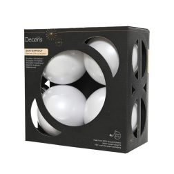 Műanyag gömbdísz szett fehér színben, 4 darab, 10 cm