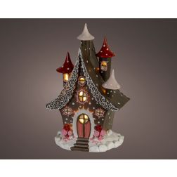 Barna LED-es műgyantaház, hossz: 16,4 cm; szélesség: 13,1 cm; magasság: 26 cm