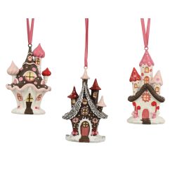 Műgyanta házikó dekoráció, hossz: 7,5 cm; szélesség: 6,3 cm; magasság: 11,4 cm, több változatban