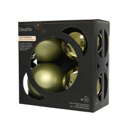 Műanyag gömbdísz szett világoszöld színben, 4 darab, 10 cm