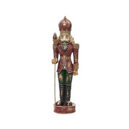 Matt antracit műgyanta diótörő figura, hossz: 10 cm; szélesség: 11 cm; magasság: 39,5 cm