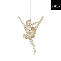 Balerina alakú karácsonyfadísz pezsgő színben, 15,5x9x2 cm