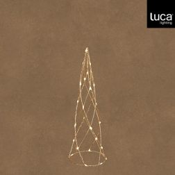 Pezsgőszínű LED-es kúpos fenyő, 25 LED, magasság: 40; Ø 13 cm