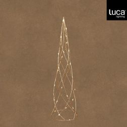 Pezsgőszínű LED-es kúpos fenyő, 30 LED, magasság: 60; Ø 16 cm