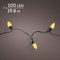 Lumineo Vintage XL LED f&eacute;nyf&uuml;z&eacute;r, l&aacute;gy arany t&oacute;nus&uacute; f&eacute;nnyel, 100 LED, 19,8 m, z&ouml;ld k&aacute;bellel