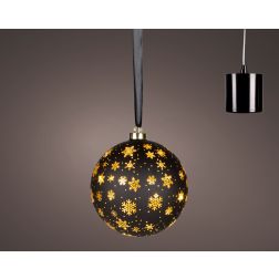 Fekete forgó LED-es gömbdekoráció, Ø 19 cm