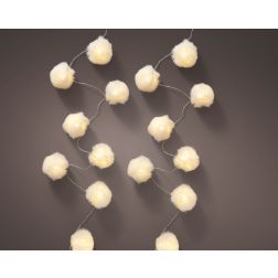 Lumineo G&ouml;mb&ouml;s LED f&eacute;nyf&uuml;z&eacute;r, melegfeh&eacute;r f&eacute;nnyel, 20 LED, 2,85 m, &aacute;tl&aacute;tsz&oacute; k&aacute;bellel