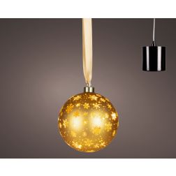 Arany forgó LED-es gömbdekoráció, Ø 14 cm