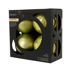 Műanyag gömbdísz szett pisztáciazöld színben, 4 darab, 10 cm