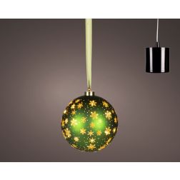 Zöld forgó LED-es gömbdekoráció, Ø 19 cm