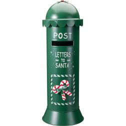 Zöld fém karácsonyi postaláda, 19 × 53 cm