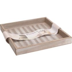 Szürkére pácolt MDF tálca – fa, 25 × 25 × 3 cm