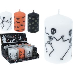 Közepes halloweeni henger gyertya, 6x6x10 cm, több változatban