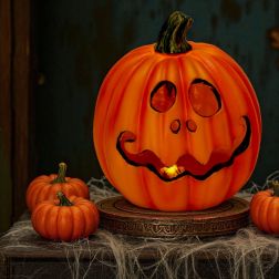 Halloweeni tök LED világítással, 14x14x15,5 cm, több változatban