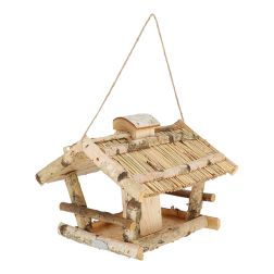 Esschert Design függeszthető barna fa madáretető 31,7x32,7x26,2 cm, szalmatetővel