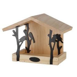 Esschert Design fali fekete fém madáretető 24,5x14,0x18,3 cm, madármintával