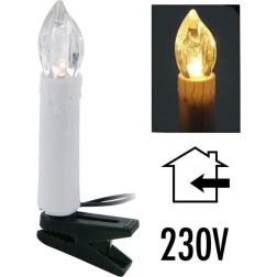 Karácsonyfa gyertya-fényfüzér, 30 melegfehér LED, 7,25 m világító szakasz; 4 m bevezetőkábel