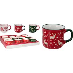 Kar&aacute;csonyi dombormint&aacute;s kőagyag b&ouml;gre, 160 ml, 10 &times; 7,5 &times; 6,4 cm, t&ouml;bb v&aacute;ltozatban