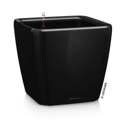 Lechuza QUADRO Premium Kivehető Be Ővel Black High Gloss LS műanyag növénytartó 43 cm