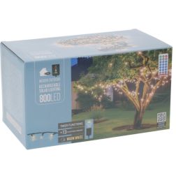 Napelemes Snake fényfüzér, 800 melegfehér LED, USB-töltéssel, 15,98 m világító szakasz; 3 m bevezetőkábel