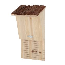 Esschert Design barna fa denevérház 19,5x15,5x39,5 cm, fakéregtetővel